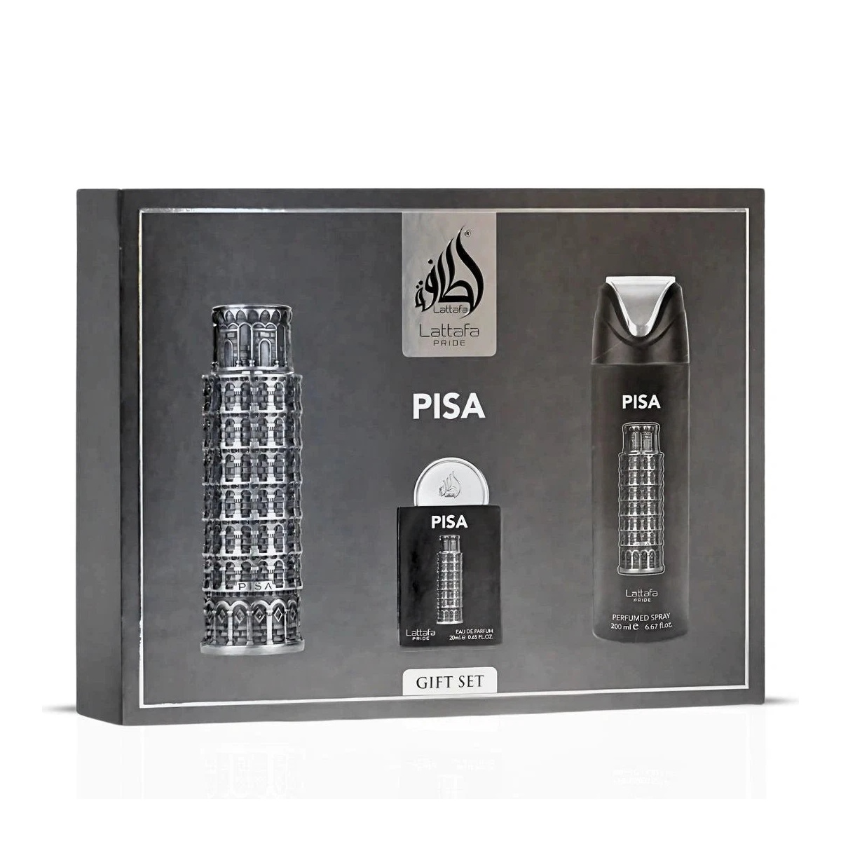 Lattafa Pride Pisa 3-teiliges Eau de Parfum Geschenkset für Herren